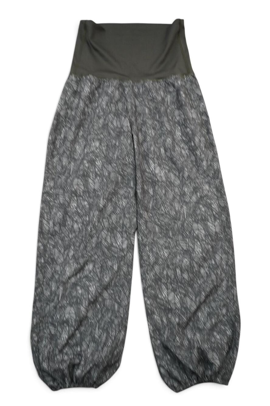 Lululemon Om Pant Sz 4 Green Print Foldover Balloon Leg Harem Yoga Jogger 26x24